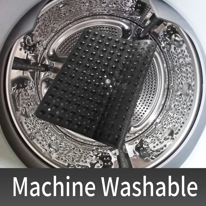 Non Slip Square Shower Tub Mat With Drain Hole - Black