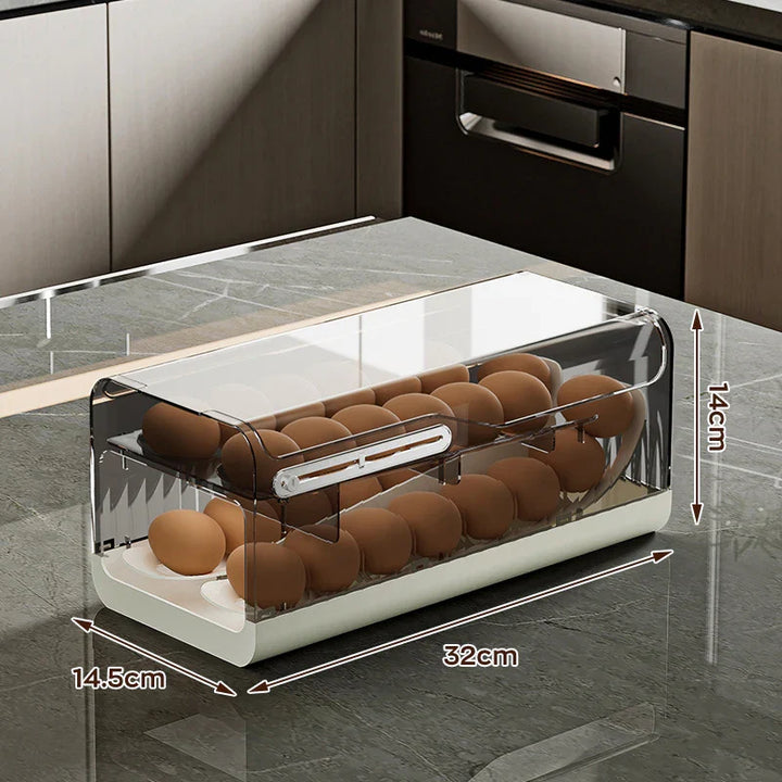 Kitchen Food Grade Slide Egg Storage Box Drop Resistant Egg Holder for Fridge