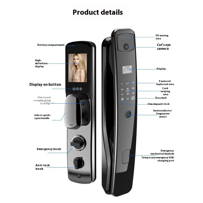 Home Fully Automatic Fingerprint Smart 3D Face Recognition Lock