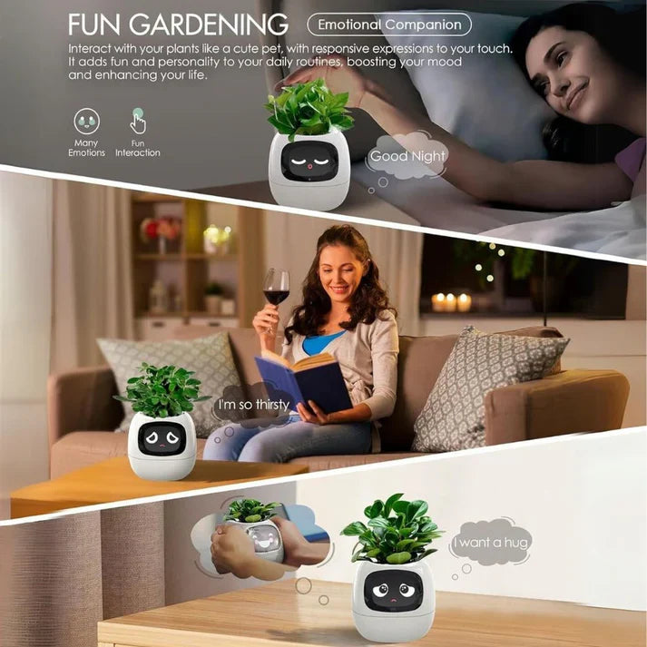 Smart Plant Pot – Ivy AI Planter with 7 Sensors & Facial Expression Display | 5 Colors