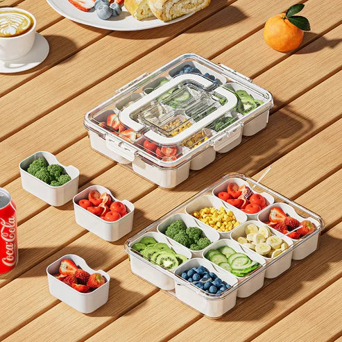 8 Grid Divided Snack Box Organizer Airtight Food Storage Container