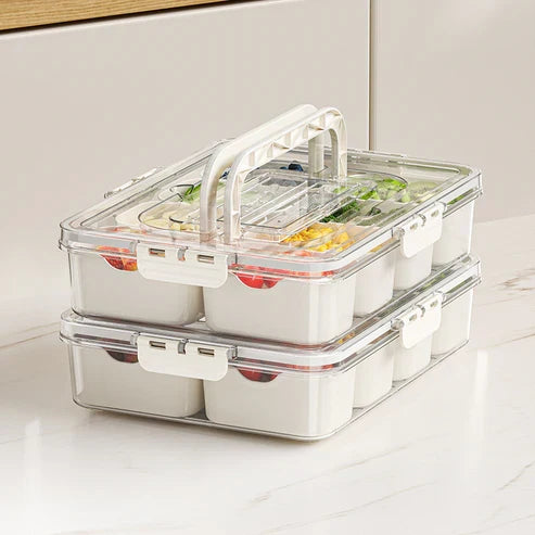 8 Grid Divided Snack Box Organizer Airtight Food Storage Container