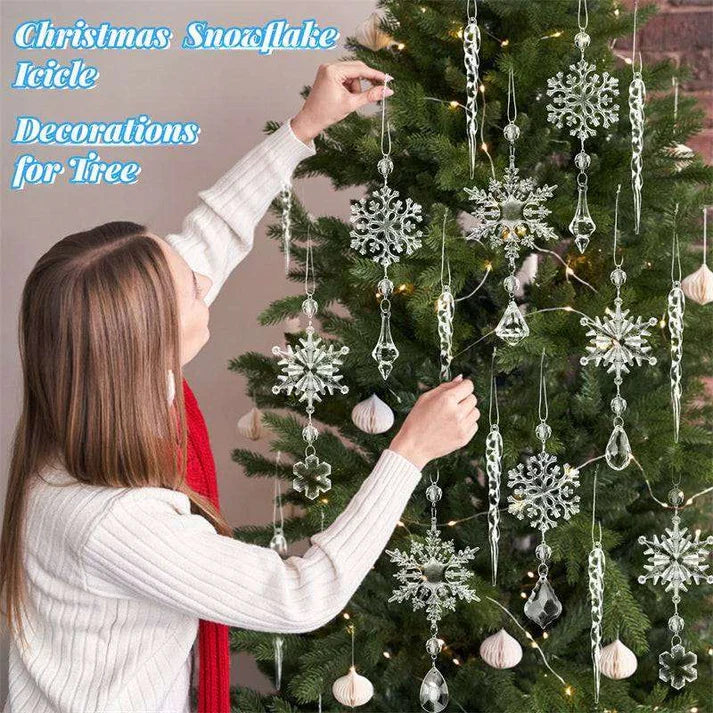 Hanging Acrylic Ice Strip Snow Ceiling Xmas Pendants Snow Ceiling Decorations