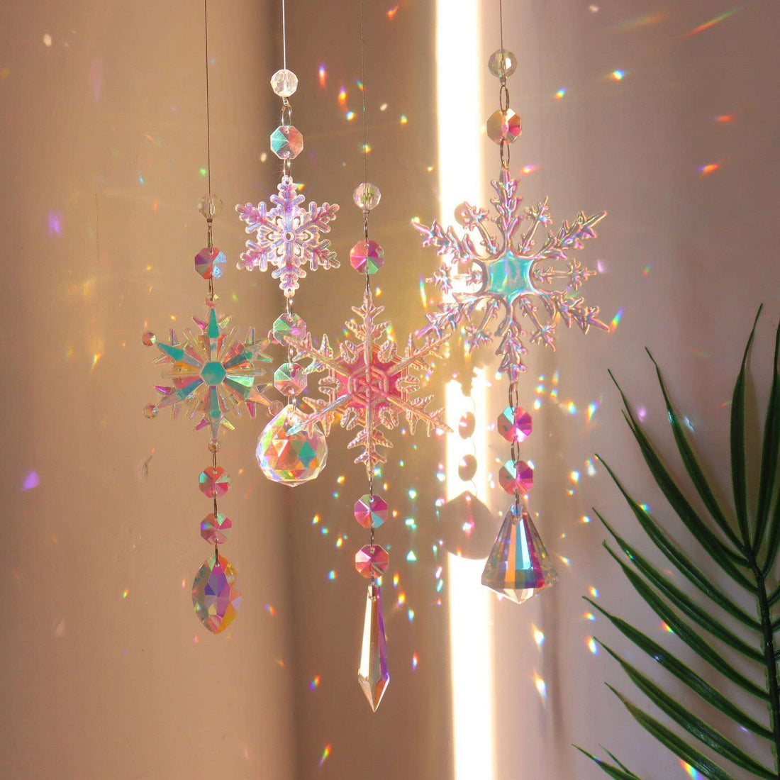 Christmas Snowflake Crystal Sun Catcher Multi-Color Home Decorations Ornament