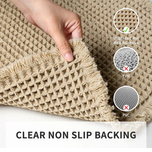 Non-Slip Absorbent Bath Mat – Microfiber Waffle Bathroom Door Carpet