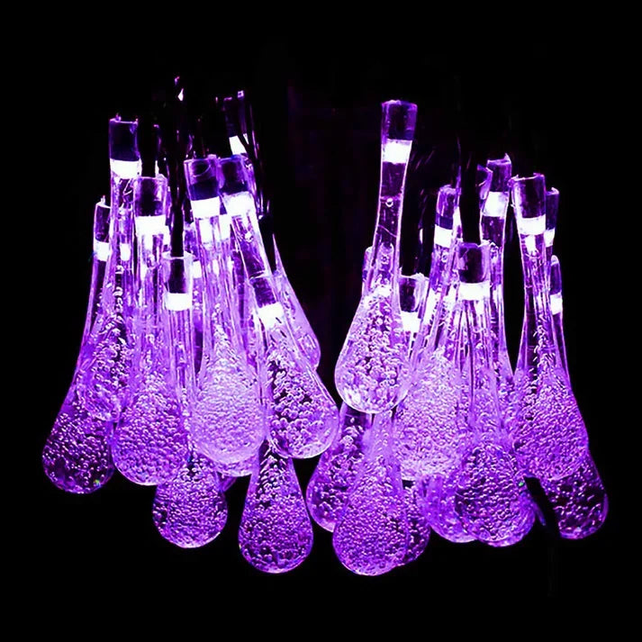 Solar Fairy String Lights 20 LED Crystal Water Drop Outdoor Garden Lights