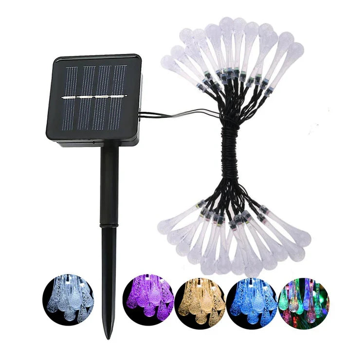 Solar Fairy String Lights 20 LED Crystal Water Drop Outdoor Garden Lights