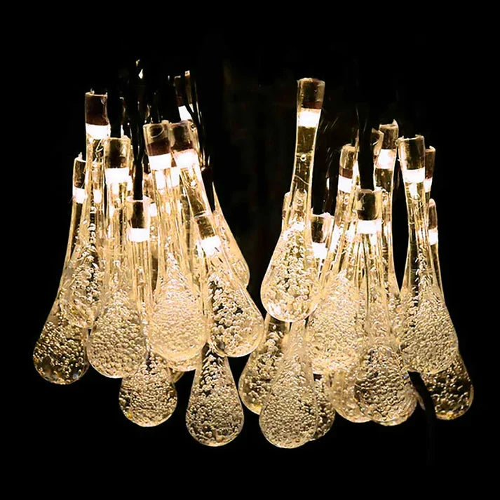Solar Fairy String Lights 20 LED Crystal Water Drop Outdoor Garden Lights