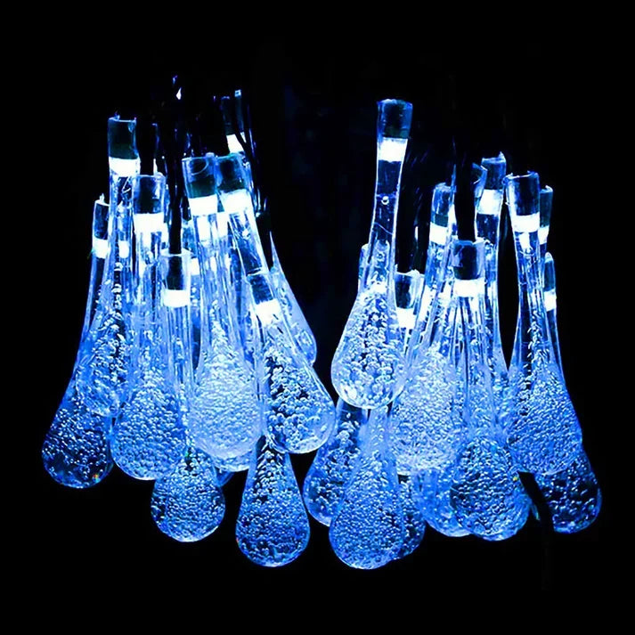 Solar Fairy String Lights 20 LED Crystal Water Drop Outdoor Garden Lights