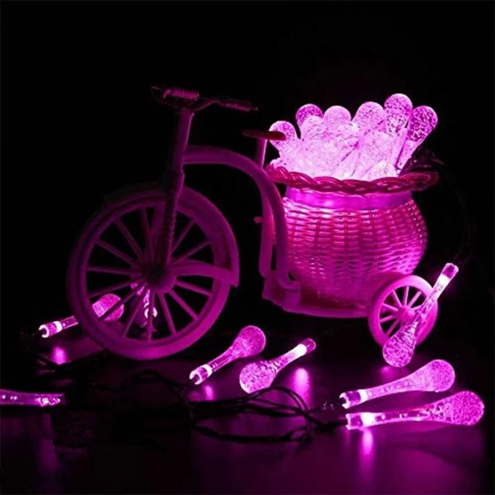 Solar Fairy String Lights 20 LED Crystal Water Drop Outdoor Garden Lights