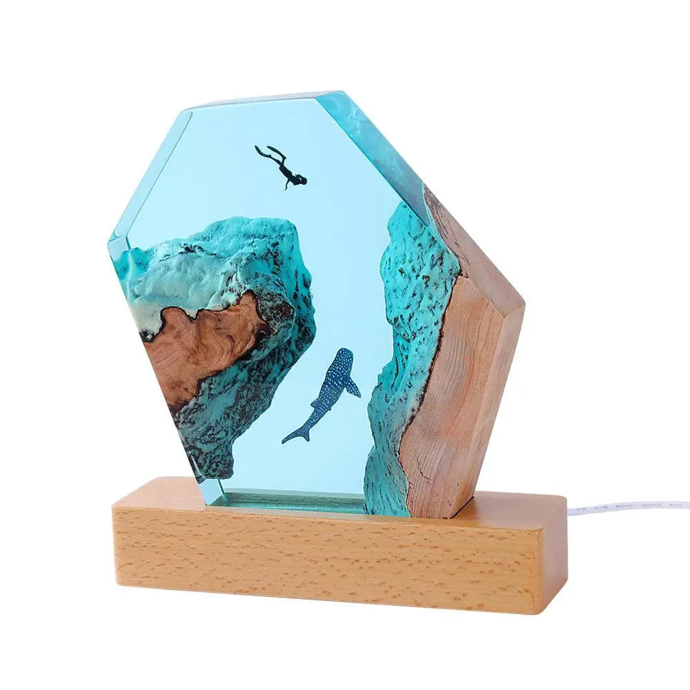 Solid Resin lamps Night Cave Whale Divers Ornaments