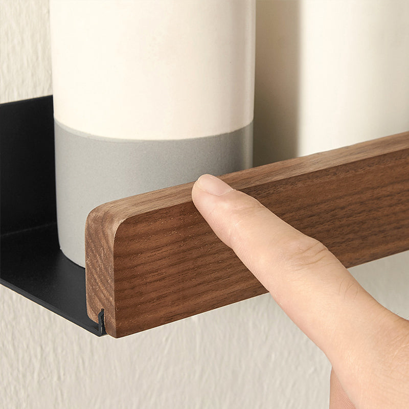Solid Wood Bathroom Shelf No Drill - Floating Wall Shelf | 4 Sizes | Black and White