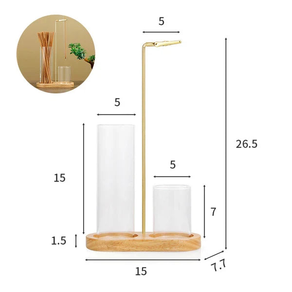 Splendas Solid Wood Incense Burner Holder – Rubber Wood & Glass Easy Clean