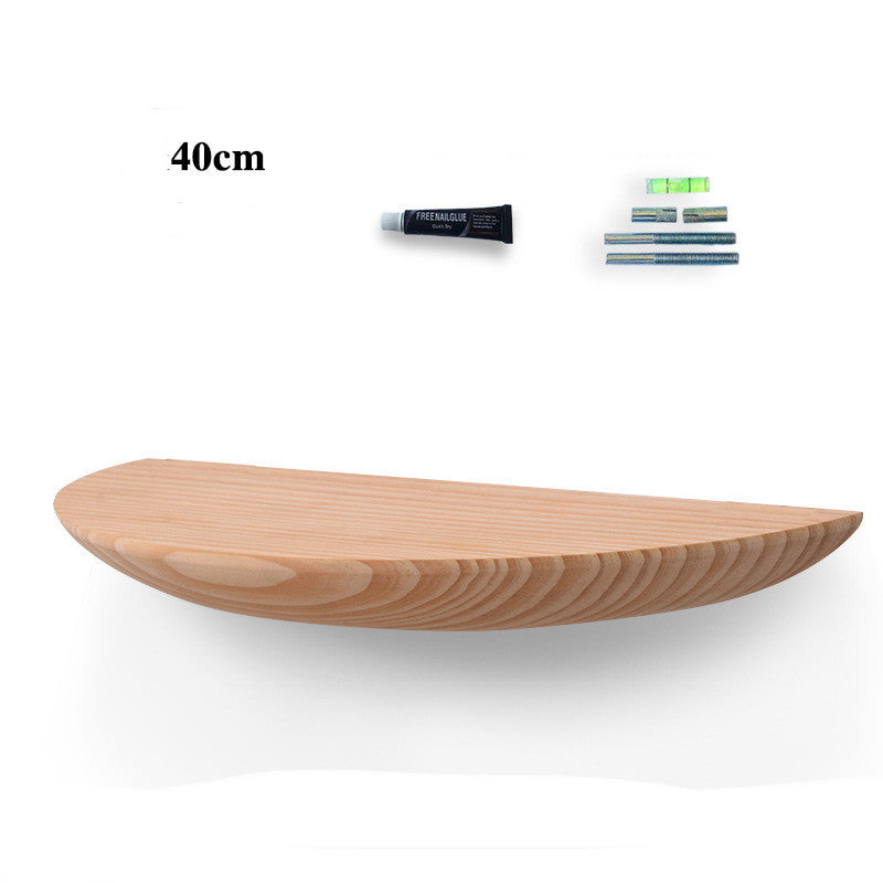 Solid Wood Wall Shelf with No Drilling Required
