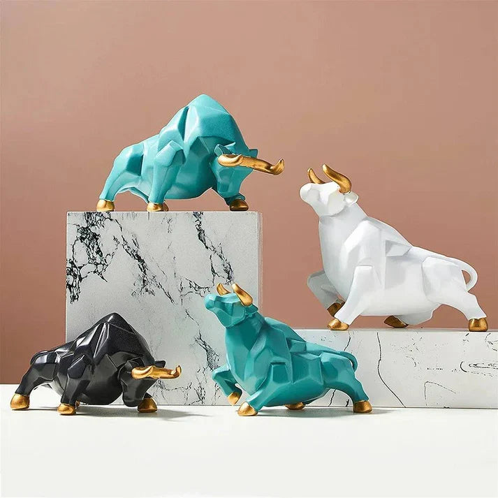 Abstract Bull Sculpture Resin Wolf Figurine Wildlife Ornaments