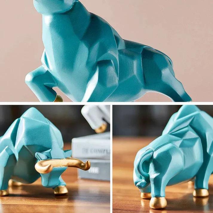 Abstract Bull Sculpture Resin Wolf Figurine Wildlife Ornaments