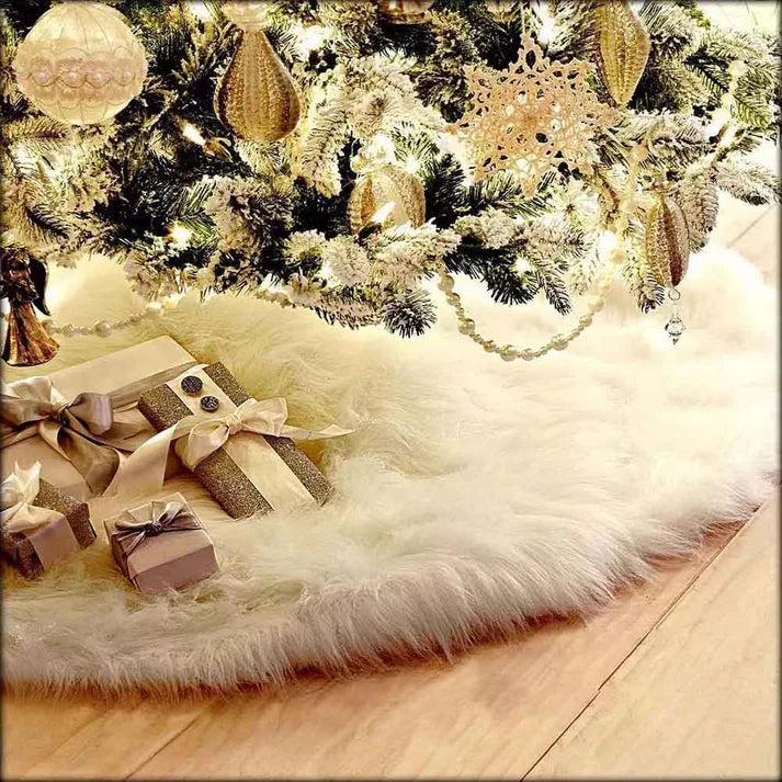 Christmas Tree Skirt Faux Fur Plush Decoration
