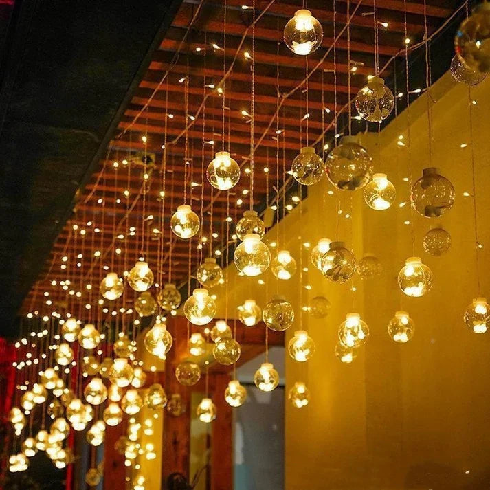 LED Curtain Lights with Star Moon Orbs for Home Decor