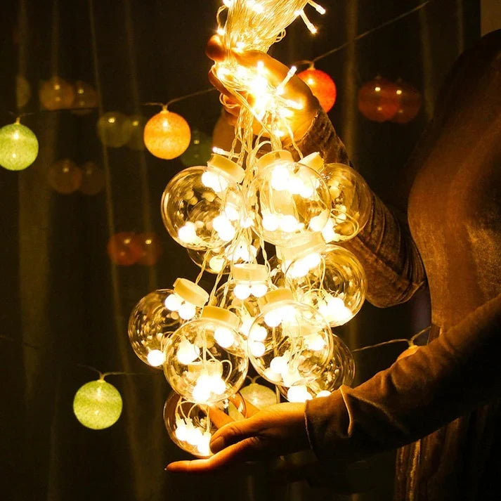 LED Curtain Lights with Star Moon Orbs for Home Decor