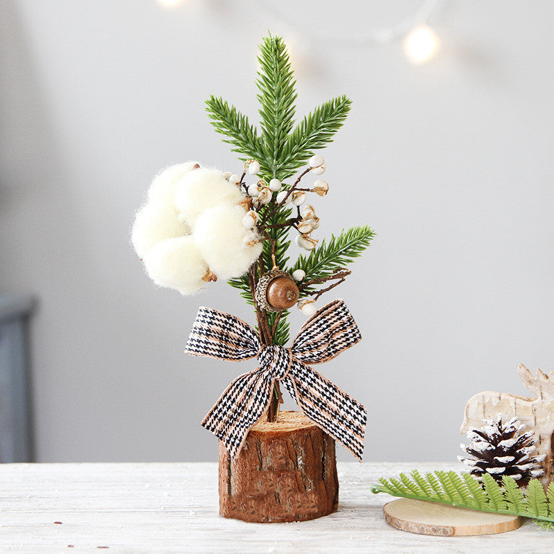 Christmas Tree Ornaments Wrought Iron Small Artificial Potted Mini Christmas Decor