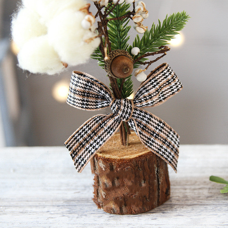 Christmas Tree Ornaments Wrought Iron Small Artificial Potted Mini Christmas Decor