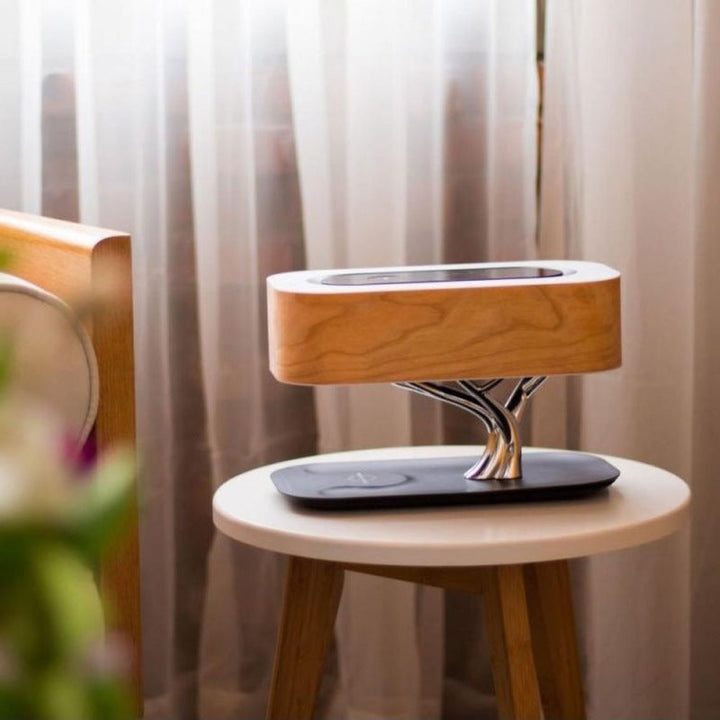 Creative Tree Light Table Lamp Bluetooth-Compatible Music Speaker Bedside Light Dimmable Phone Wireless Charging Desk Lights