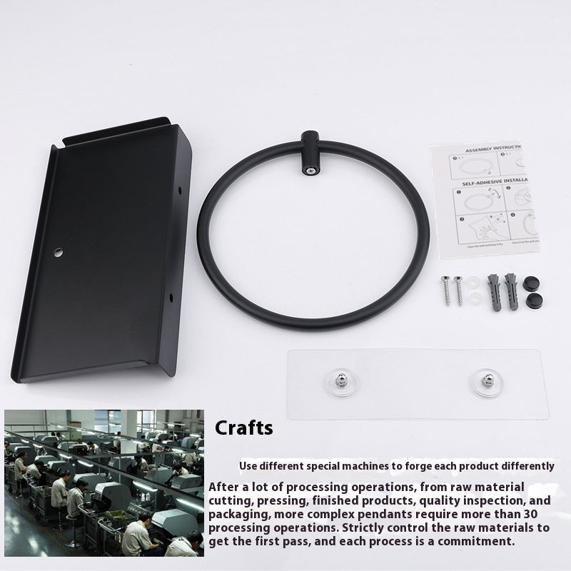Stainless Steel Wall Mounted Towel Ring Silver and Black Modern Bathroom