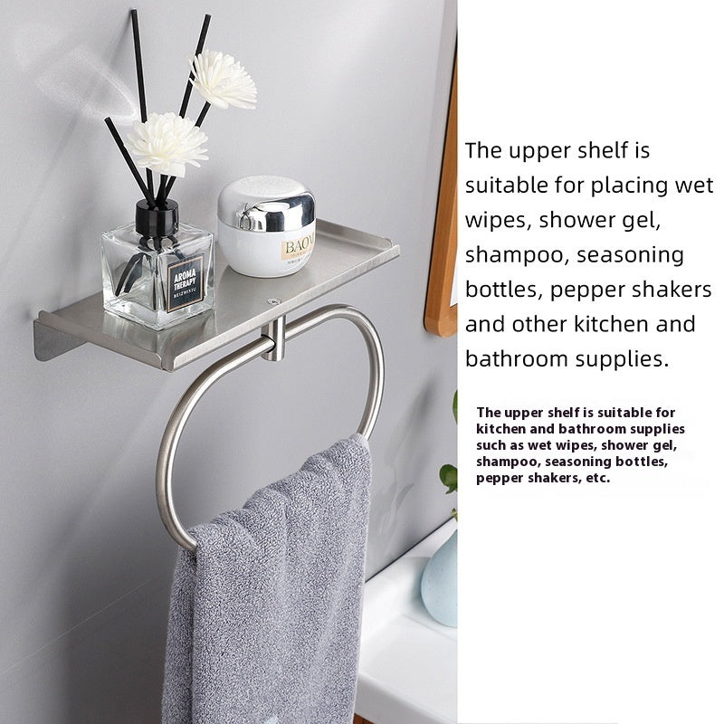 Stainless Steel Wall Mounted Towel Ring Silver and Black Modern Bathroom