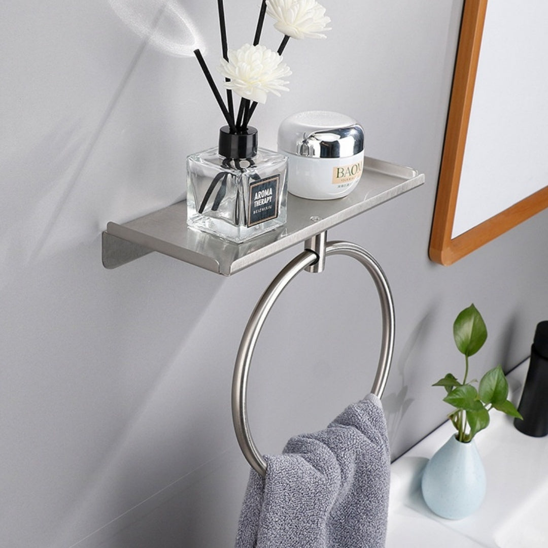 Stainless Steel Wall Mounted Towel Ring Silver and Black Modern Bathroom