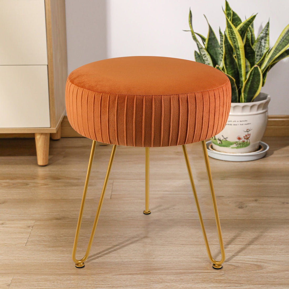 Striped Metal Footstool for Dressing Table Bedroom and Home Decor