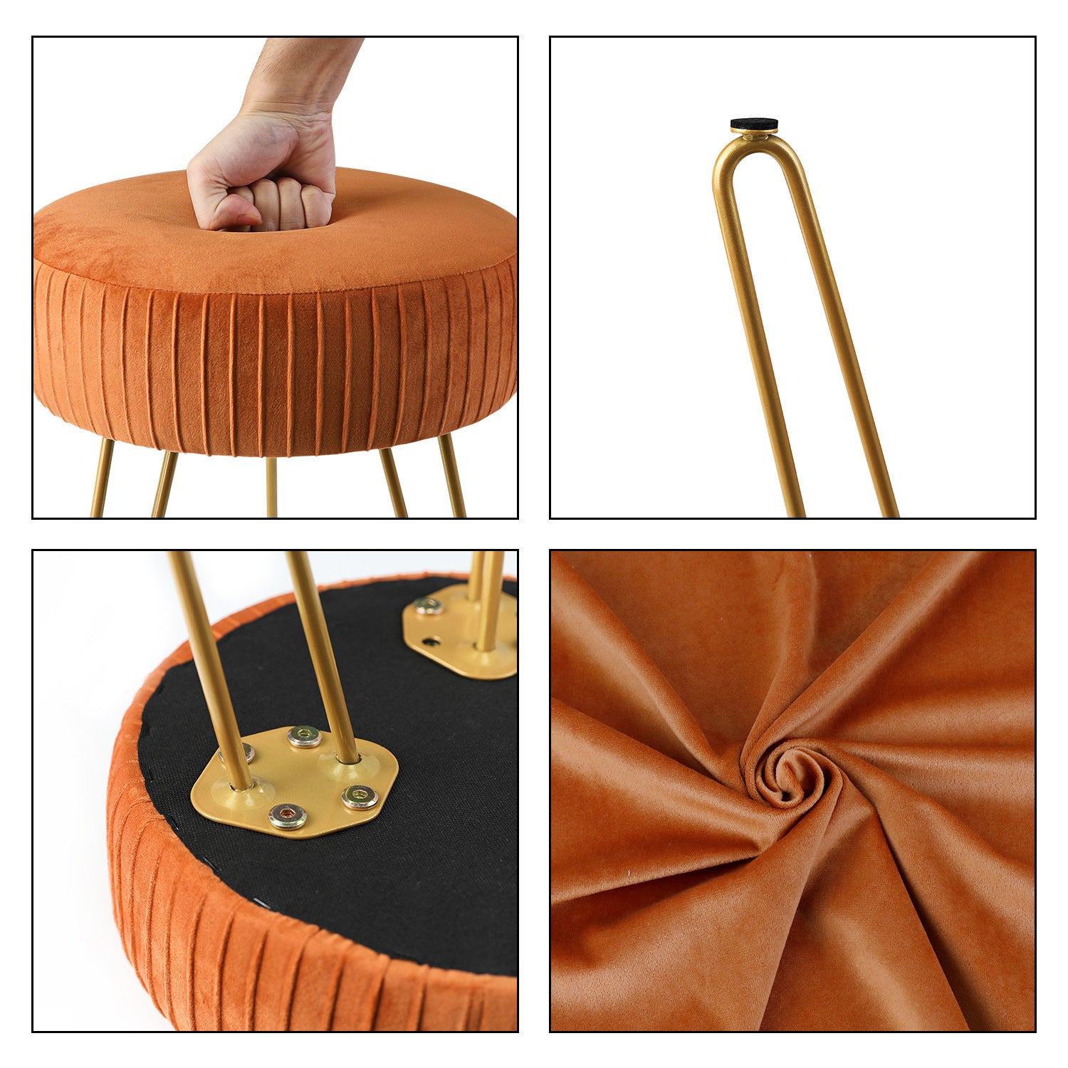 Striped Metal Footstool for Dressing Table Bedroom and Home Decor