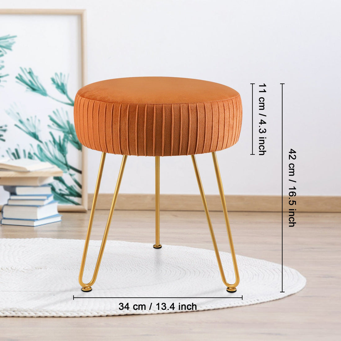 Striped Metal Footstool for Dressing Table Bedroom and Home Decor