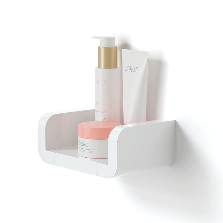 Waterproof Bathroom Shelf - Suction Cup Wall Organizer for Toilet and Shower | White