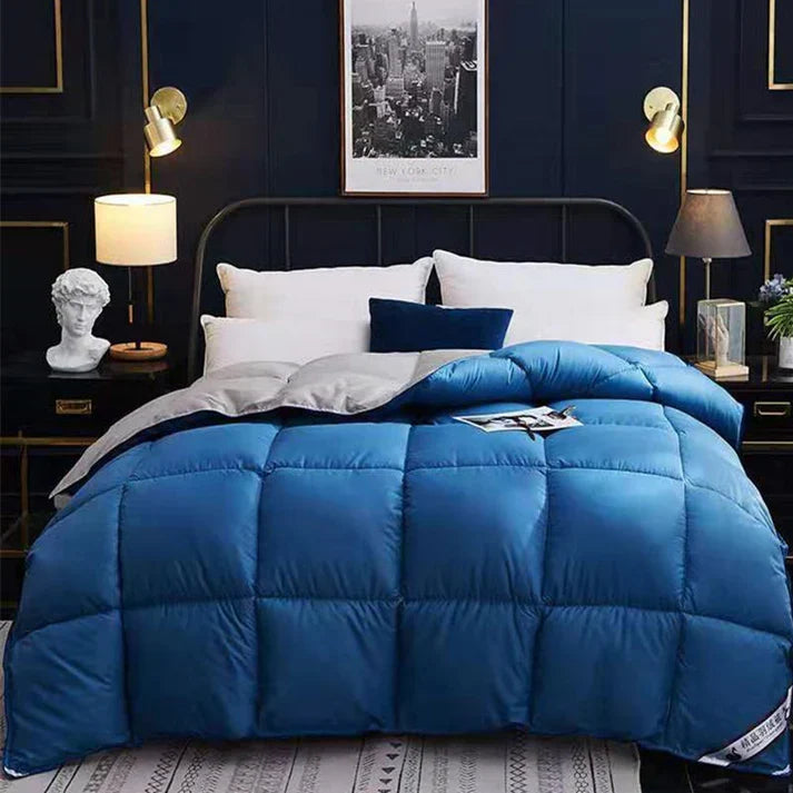 Thick Winter Comforter - Solid Color Quilted Bed Duvet | 4 Sizes | 3 Warmth Levels | 5 Colors