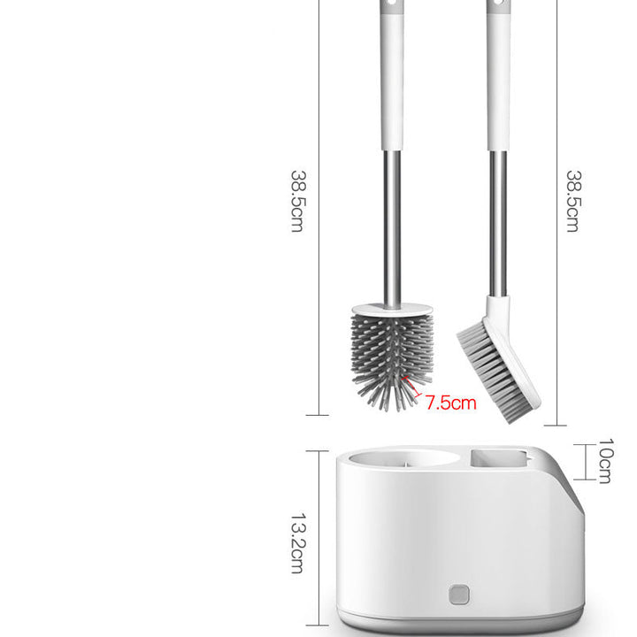 TPR Toilet Brush Set Long Handle Anti Drip Floor or Wall Mount White