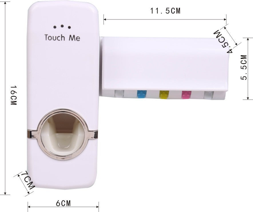 Wall Mounted Toothpaste Dispenser with 5 pcs Toothbrush Holder
