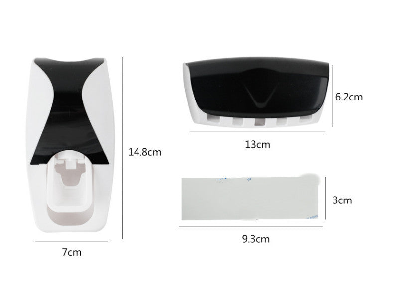 Wall Mounted Toothpaste Dispenser with 5 pcs Toothbrush Holder