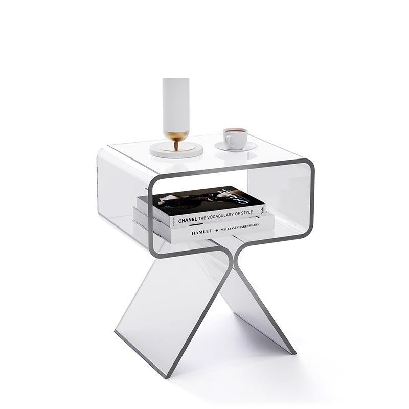Minimalist Transparent Acrylic Side Table Sofa Tea Table 2 Colors