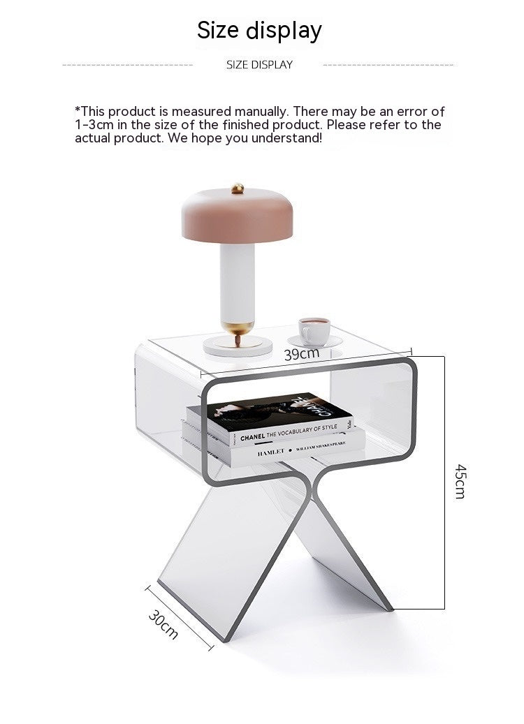 Minimalist Transparent Acrylic Side Table Sofa Tea Table 2 Colors