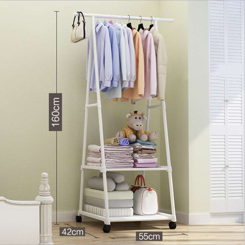 Triangle Floor Coat Rack with Wheels & Multi-Layer Storage