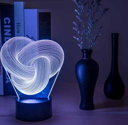 Twist Abstract 3D LED Night Light Acrylic Touch Remote 7 Color Mood Lamp