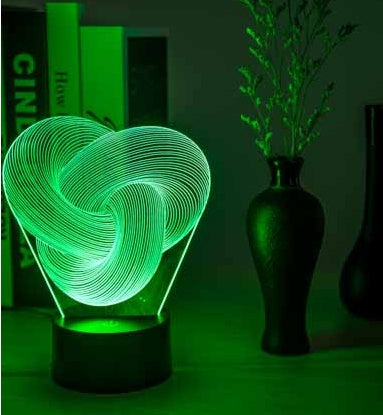 Twist Abstract 3D LED Night Light Acrylic Touch Remote 7 Color Mood Lamp