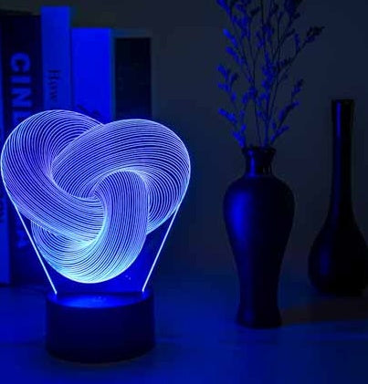 Twist Abstract 3D LED Night Light Acrylic Touch Remote 7 Color Mood Lamp