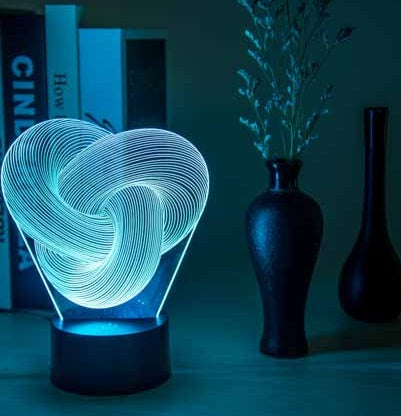 Twist Abstract 3D LED Night Light Acrylic Touch Remote 7 Color Mood Lamp