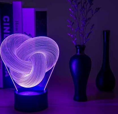 Twist Abstract 3D LED Night Light Acrylic Touch Remote 7 Color Mood Lamp