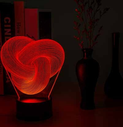 Twist Abstract 3D LED Night Light Acrylic Touch Remote 7 Color Mood Lamp