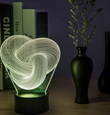 Twist Abstract 3D LED Night Light Acrylic Touch Remote 7 Color Mood Lamp