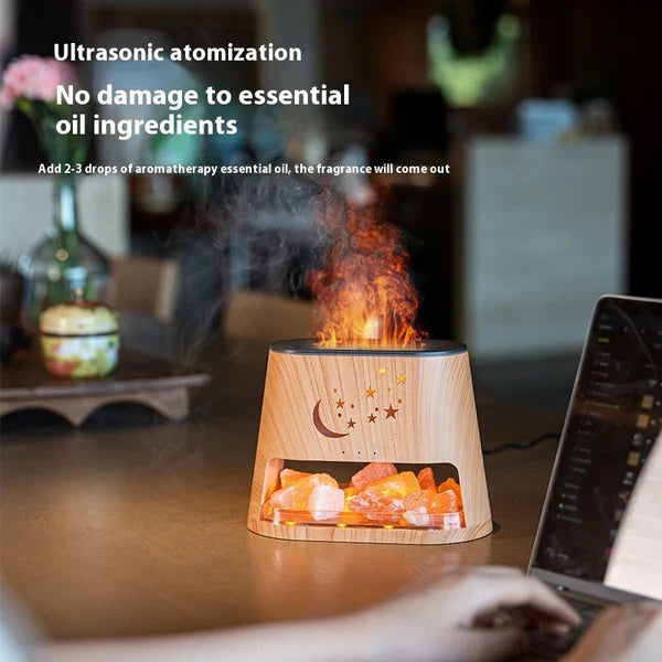 Ultrasonic Aroma Diffuser Salt Lamp Flame Effect Humidifier with USB | Splendas