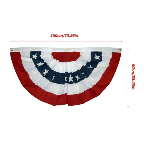 USA Flag Bunting Fan Stripes American Canvas Pleated Patriotic Decoration