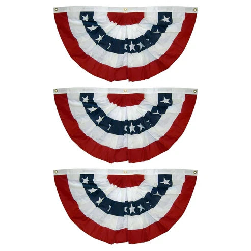 USA Flag Bunting Fan Stripes American Canvas Pleated Patriotic Decoration